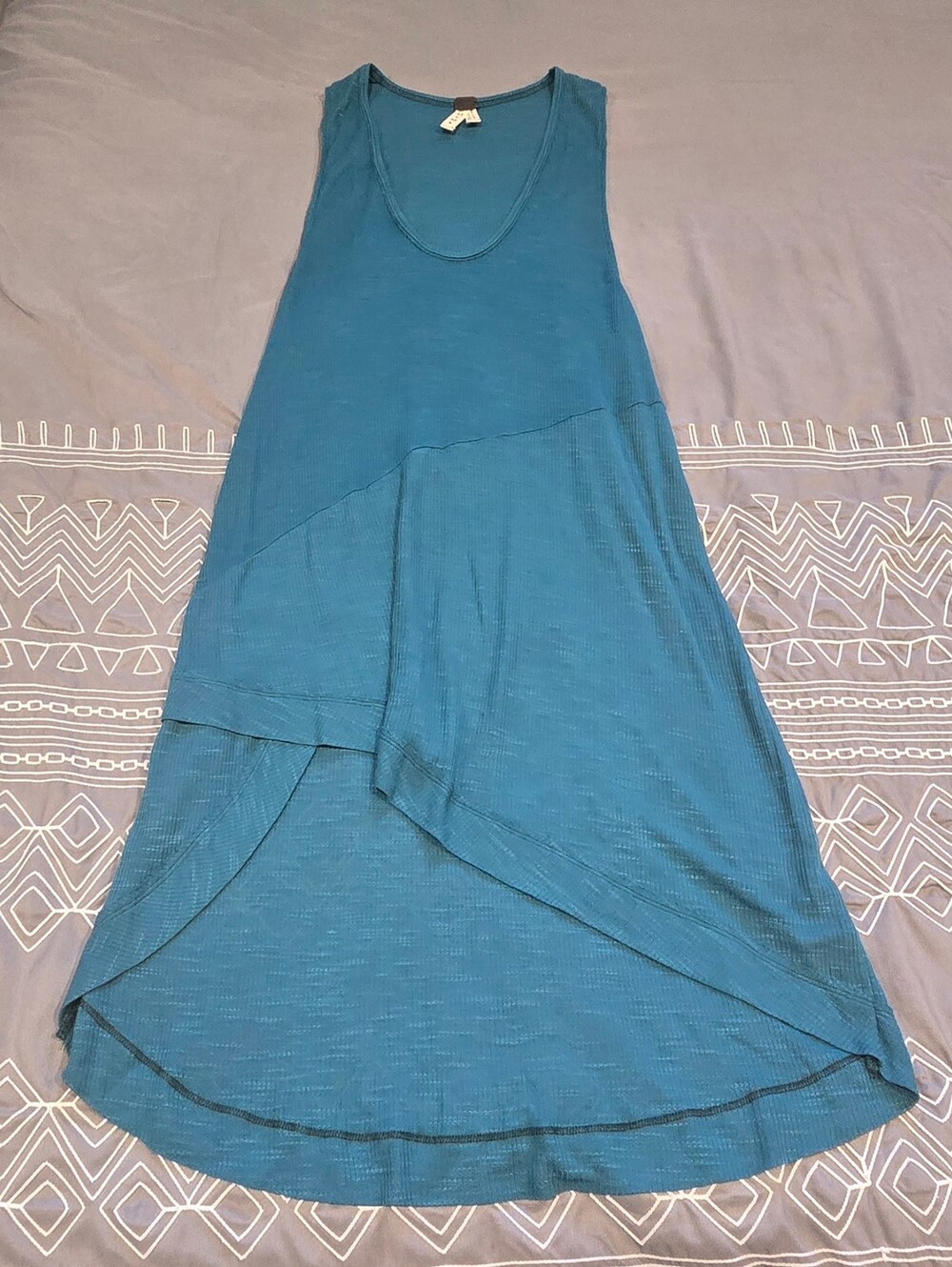 We The Free Washed Ashore Ribbed Hi Lo Tank In Teal Size Medium
